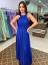 VESTIDO DE GOLA TULE TRABALHADO